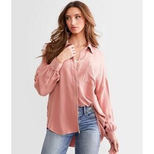 Buckle BKE Button Down Blouse Shirt Ash Rose Pink NEW xs